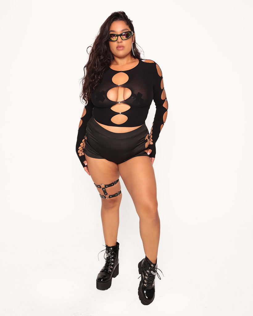 Endless Nights Longsleeve Crop Top-Black-Curve1-Full--Nicole---Plus Size