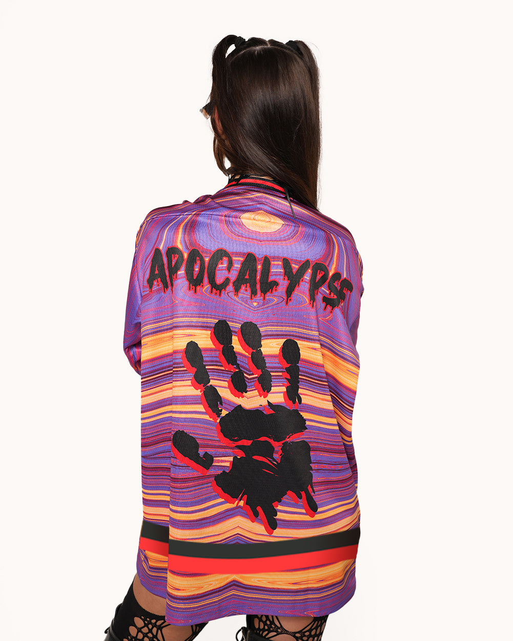 Eternal Decay Zombie Hockey Jersey-Black/Pink-Regular-Back--Sarah2---S