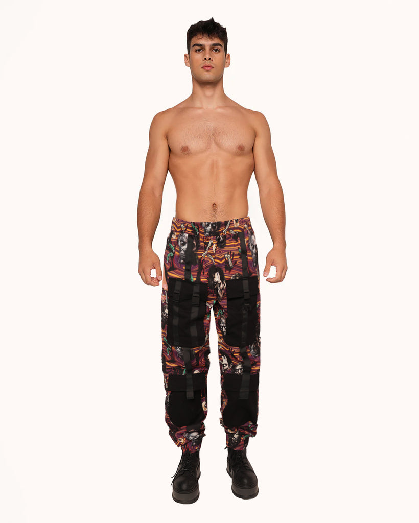 Eternal Decay Zombie Men’s Cargo Pants-Black/Purple-Regular-Full--Aden---L