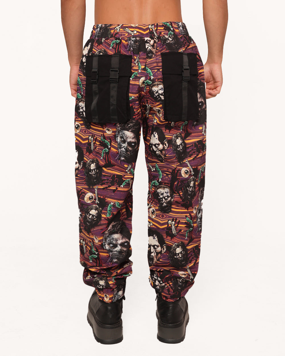 Eternal Decay Zombie Men’s Cargo Pants-Black/Purple-Regular-Back--Aden---L