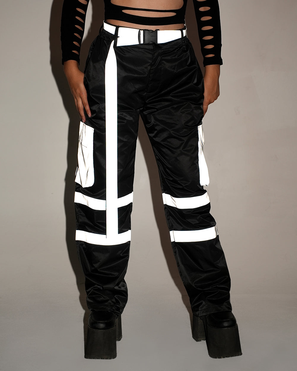 Post-Party Glow Reflective Wide Legged Pants - Image 33972815659191