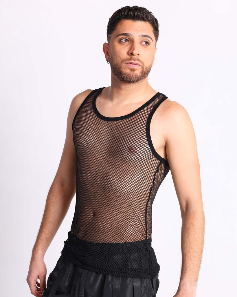 Unisex Tempest Men's Fishnet Tank-Regular-Black-Side--Jose---S