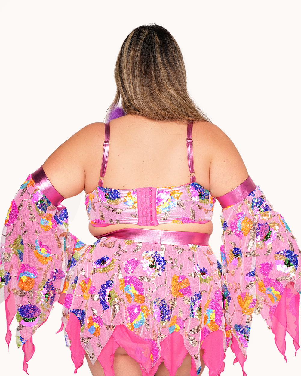 Katie Kayy x iHR Rainbow Road Top with Sleeves-Blue/Pink/Purple-Curve1-Back--Jasmin---1X