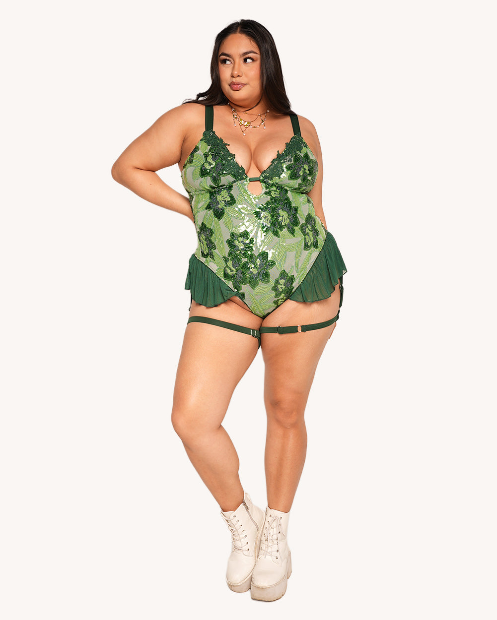 Fairytale Forest Floral Sequin Harness Bodysuit - Image 6