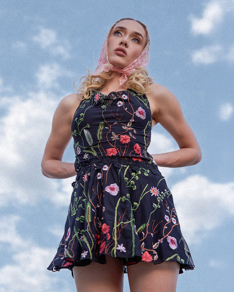 Lace Flowerfields Stretch Halter Dress  iHeartRaves