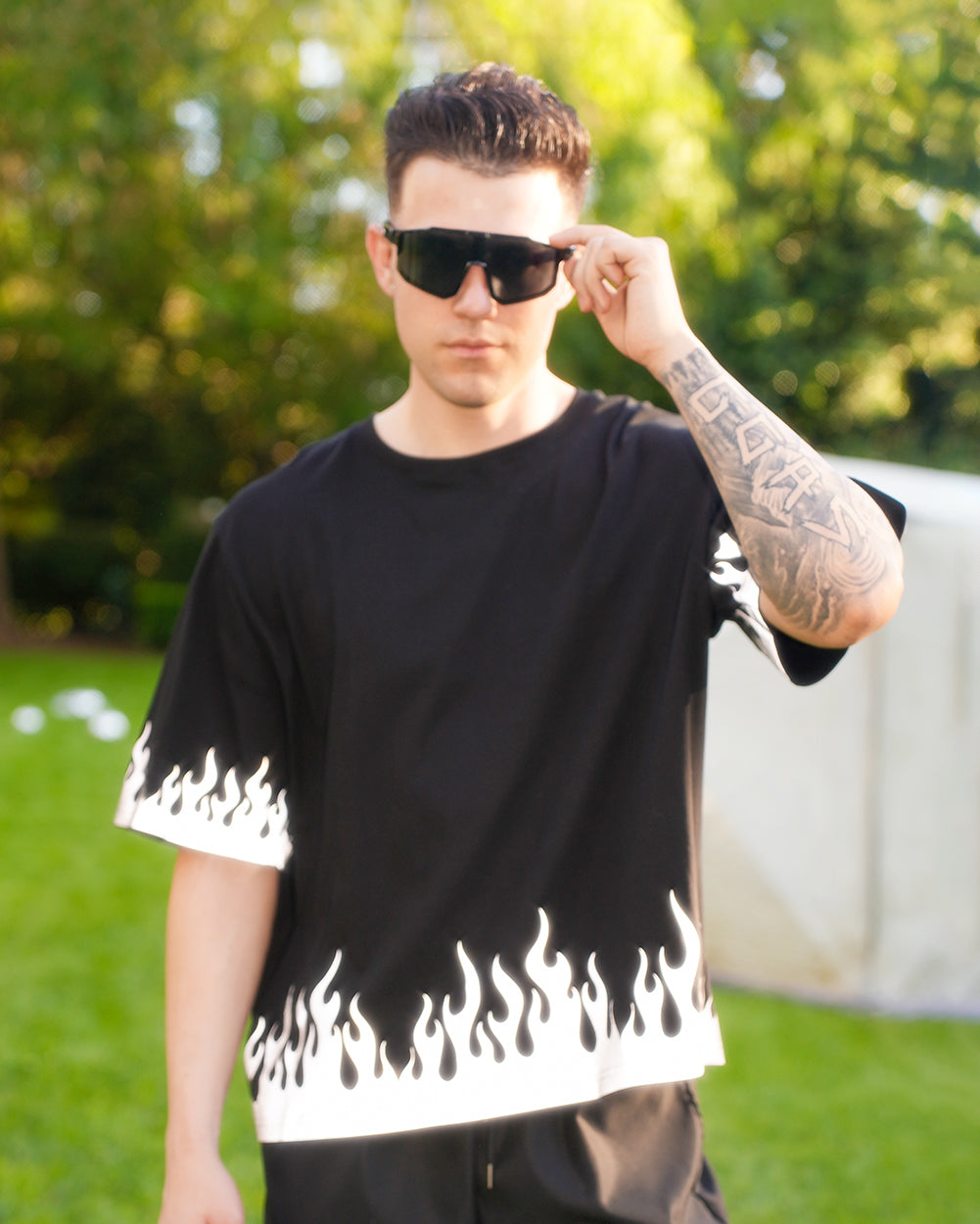 White Hot Chaos Men's Silver Reflective Tee - Image 35255051550903