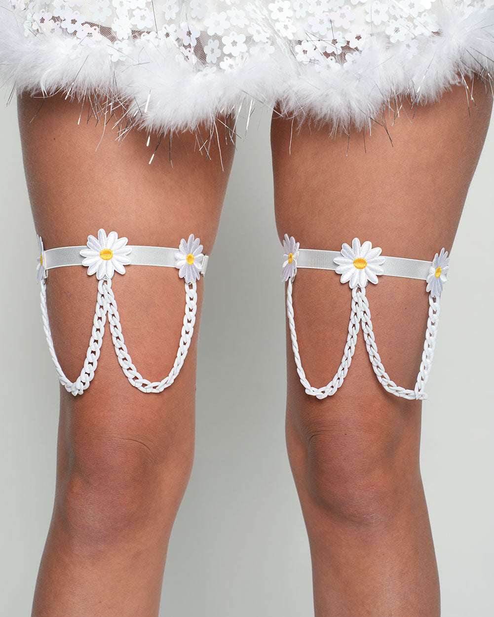 Bare Blossom Chain Leg Garters-White-Regular-Front--Sarah2---S