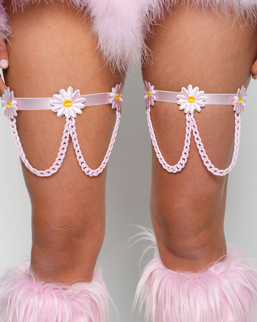 Bare Blossom Pair Leg Garters-Baby Pink-Regular-Front--Sarah2---S