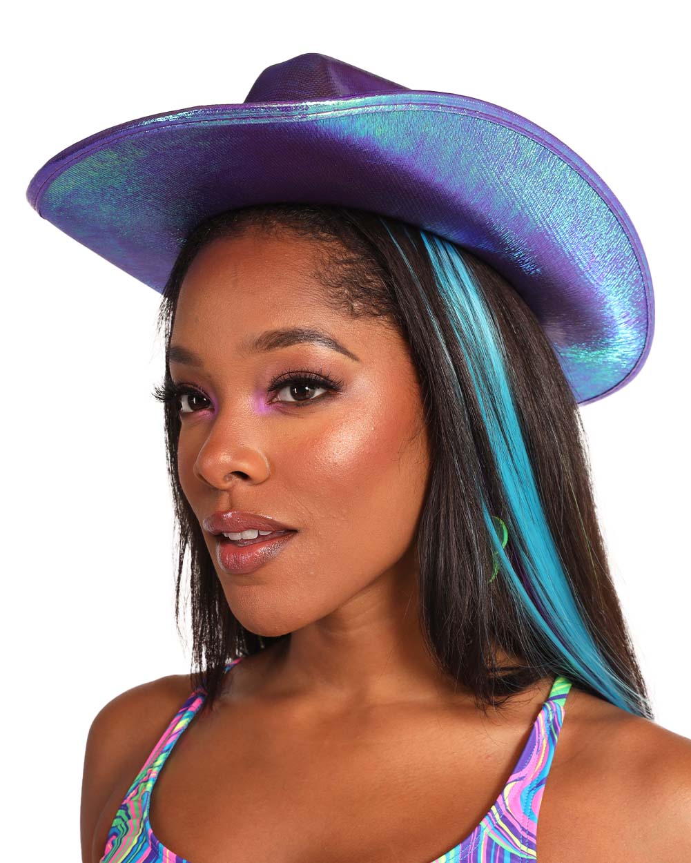 Major Glam Metallic Cowboy Hat-Lavender-Front