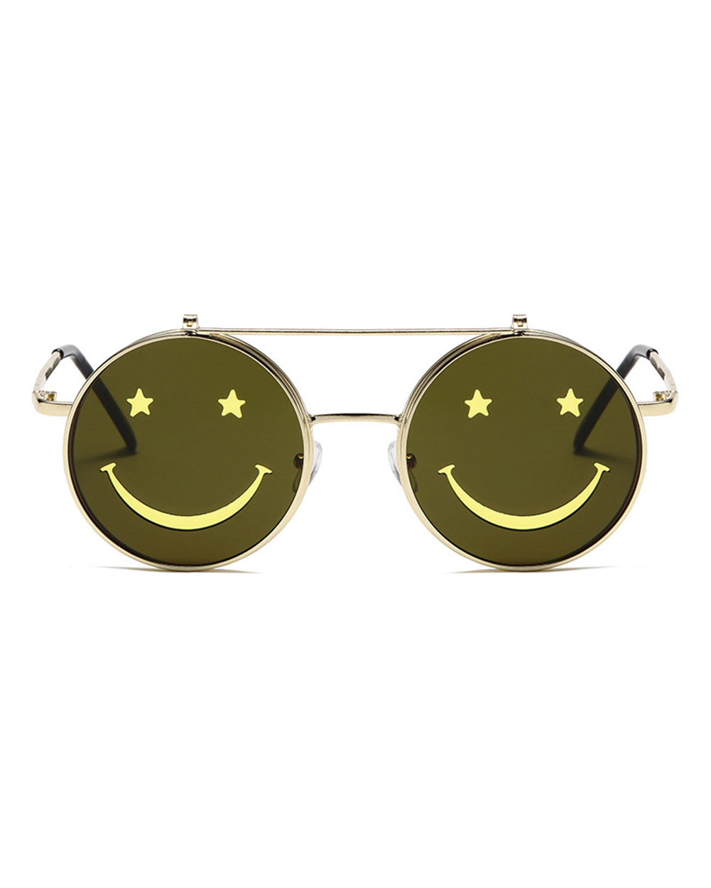 303 Vibes Smiley Sunglasses-Black/Yellow-Mock2