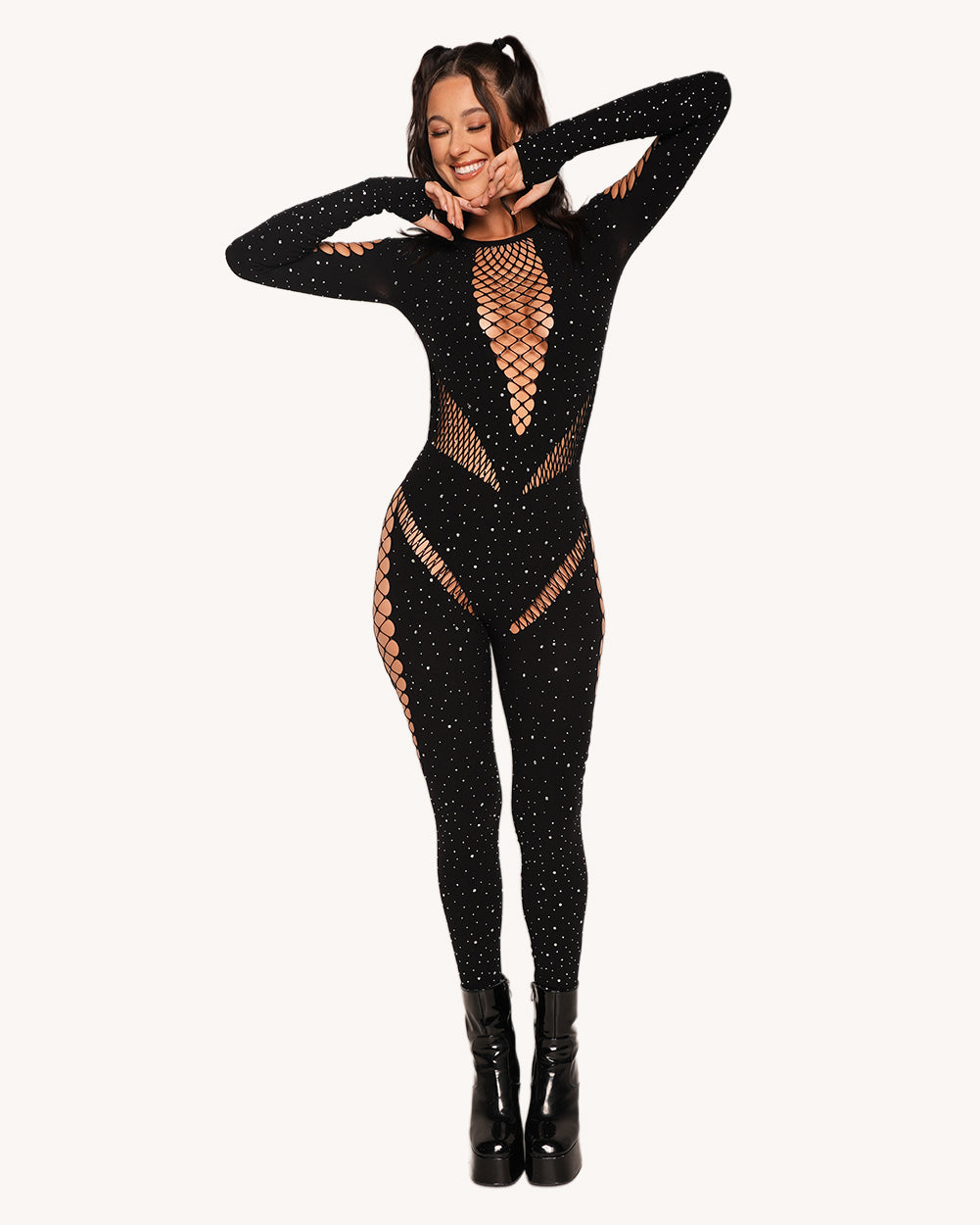 365 Party Grl Rhinestone Long-Sleeve Jumpsuit - Image 2