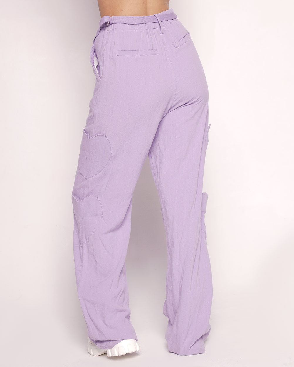 Lover Girl Parachute Pants With Heart Shaped Pockets-Lavender-Regular-Back--Sarah2---S