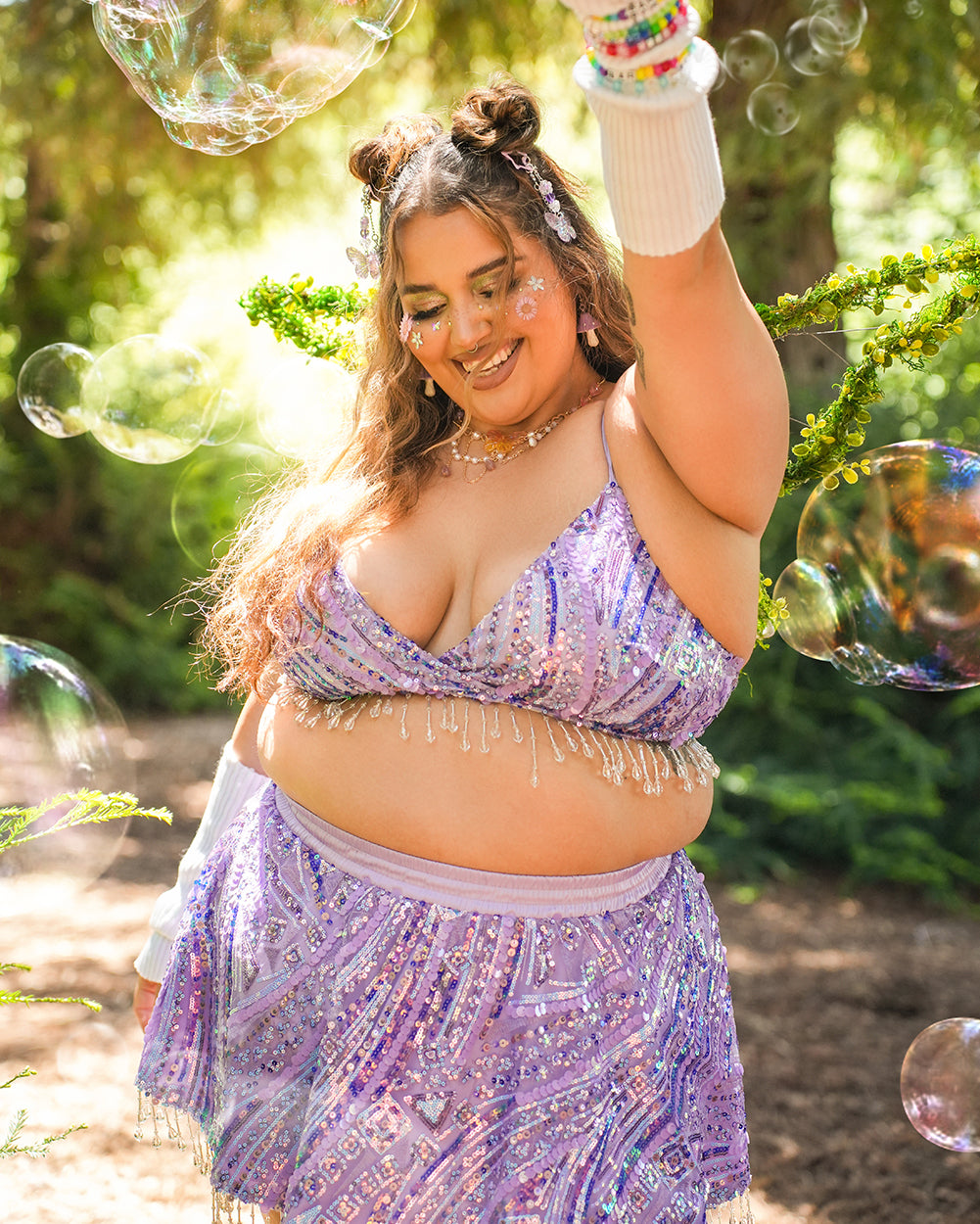 Starlight Sprinkle Sequin Top-Lavender-Curve1-Lifestyle--Daniella---1X