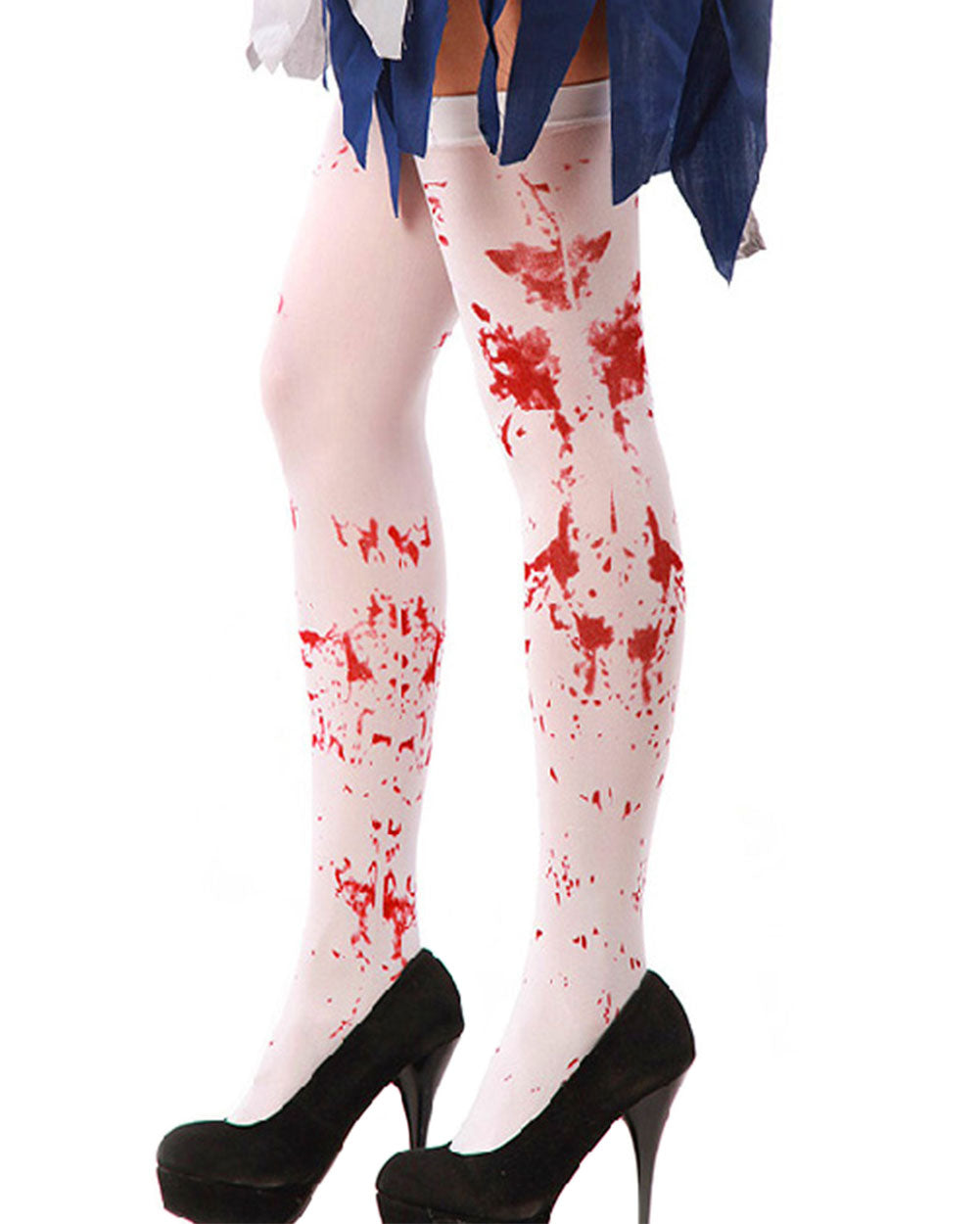 Bloody Mary Thigh High Socks-Red/White-Side