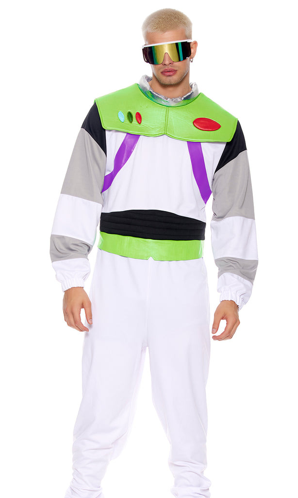 Beam Me Up Space Costume-Black/Green/White-Regular-Front--Model---S-M