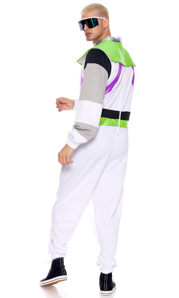 Beam Me Up Space Costume-Black/Green/White-Regular-Back--Model---S-M