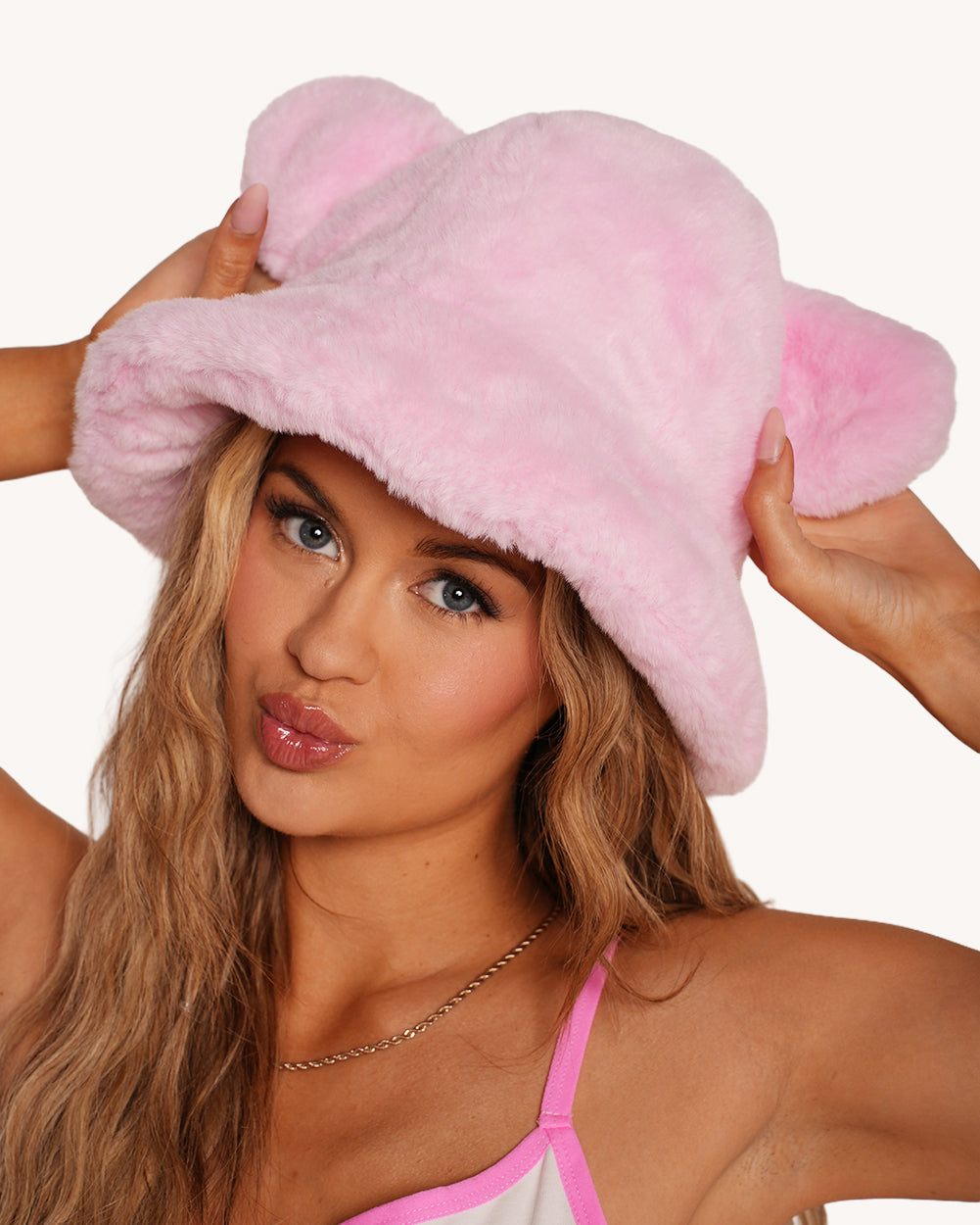 Cutesy Wootsy Bear Plush Bucket Hat - Pink - Image 36786026676407