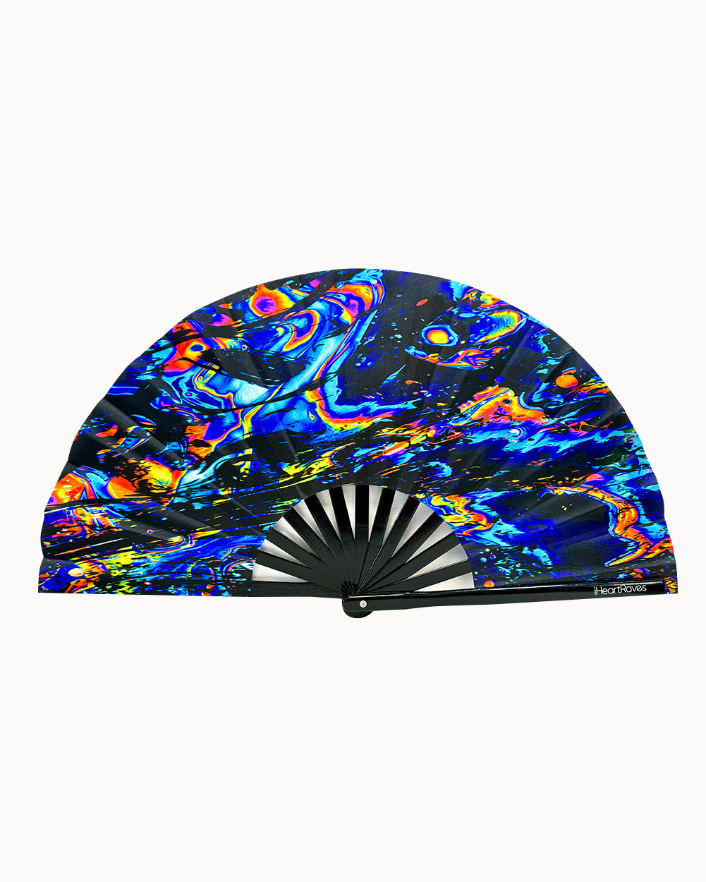 The Other Side UV Reactive Hand Fan-Black/Blue-Regular-Front--Model---S