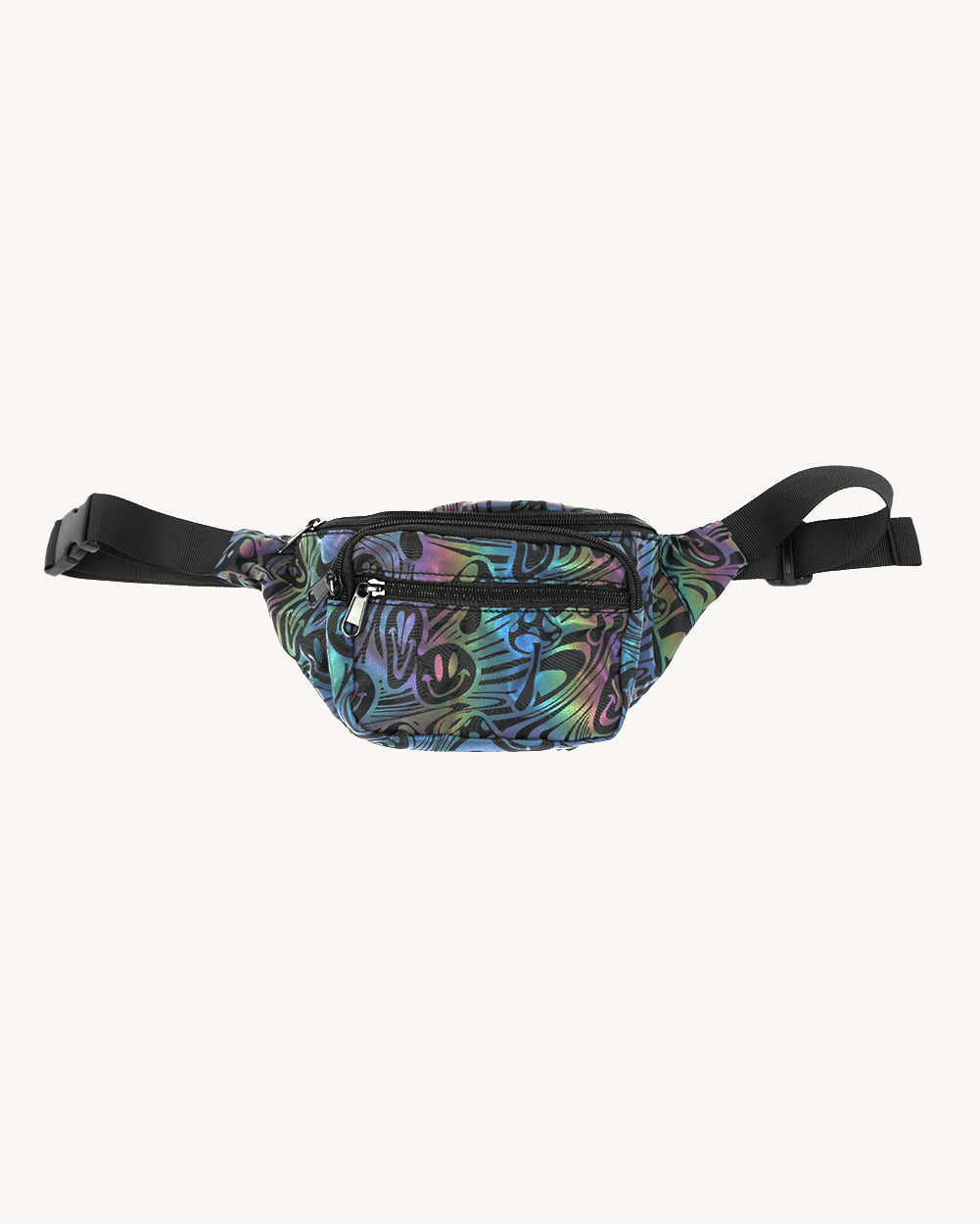 Trippy Daze Rainbow Reflective Fanny Pack-Rainbow-Regular-Front--Model---S