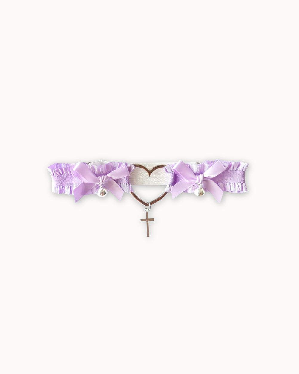 Coquette Heart Single Leg Garter-Lavender-Regular-Front--Model---S