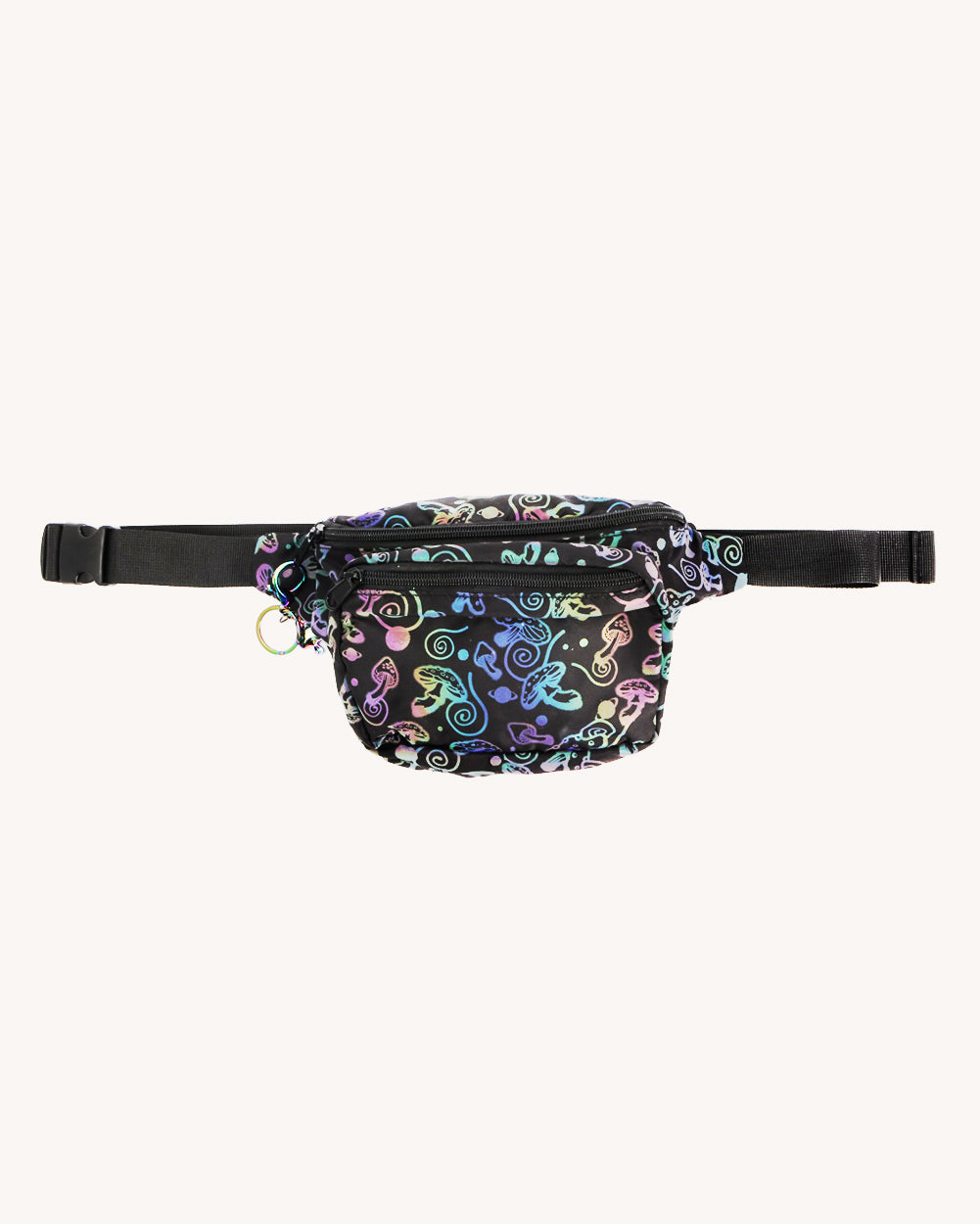 Glowshrooms Rainbow Reflective Fanny Pack-Black/Rainbow-Reflective--Model---S