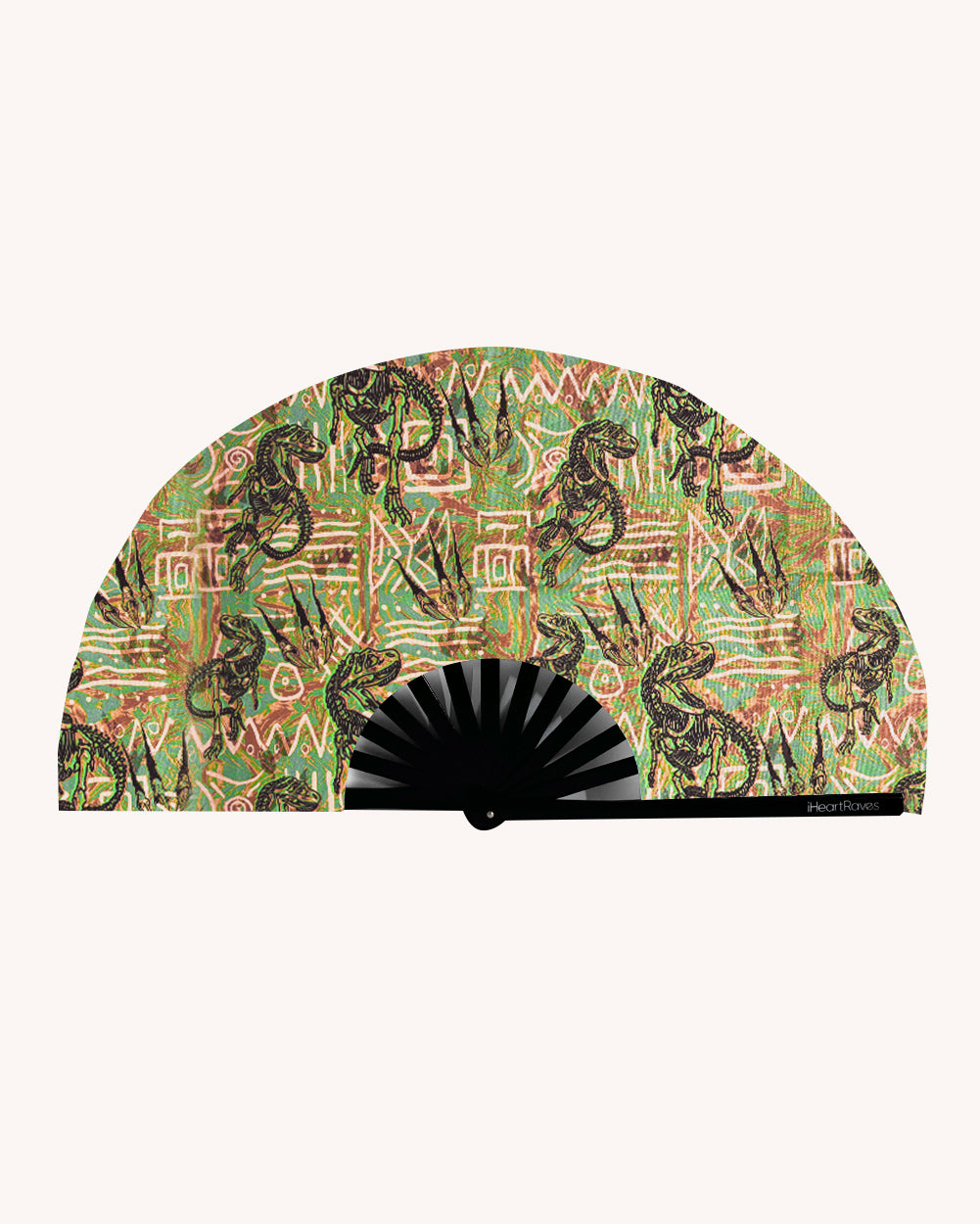 Dino Dominion Hand Fan-Green-Regular-Mock--Model---S