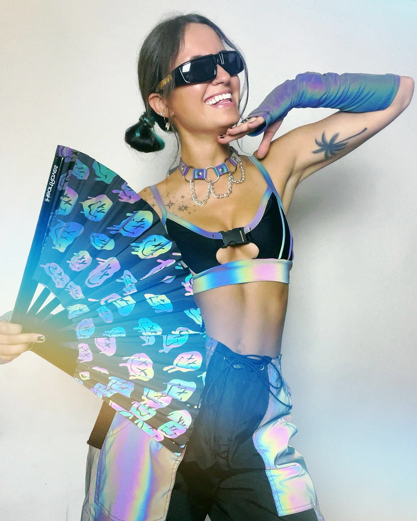 Acidcore Rainbow Reflective Hand Fan-Rainbow-Regular-Lifestyle--Model---S