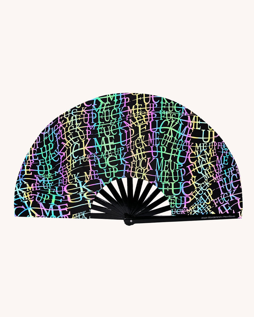 Alison Wonderland x iHeartRaves FMU Rainbow Reflective Hand Fan-Black/Rainbow-Regular-Reflective--Model---S