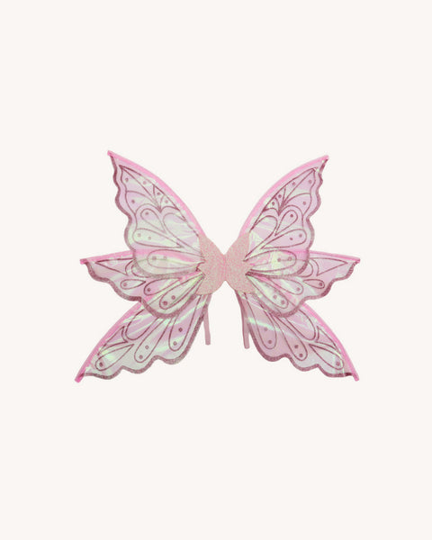 iHeartRaves Iridescent Green Fairy Wings with Gold Trim and Pink Flower Dragonfly Fairy Wings Gold Pink Green Adult Size Iridescent  main image 3
