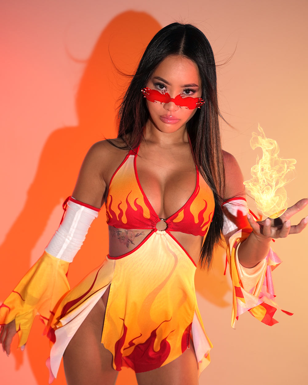 Fire Breathing Mesh Dress with Sleeves - Image 37409297760439
