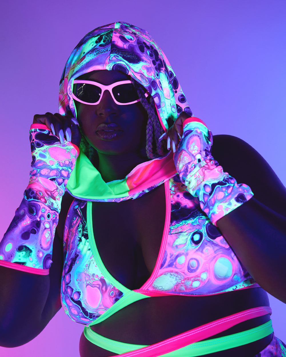 Acid Aura Rolita Couture x iHR Groove n Glow Hood - Image 35634703794359