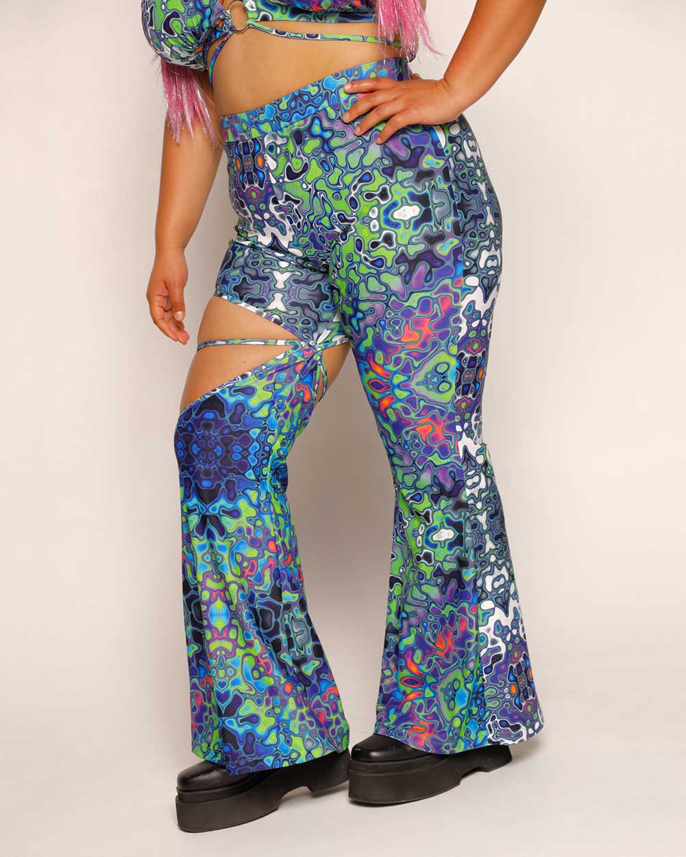 Acid Storm High-Waisted Pants-Blue/Green/Pink-Curve1-Side--Silvia---1X