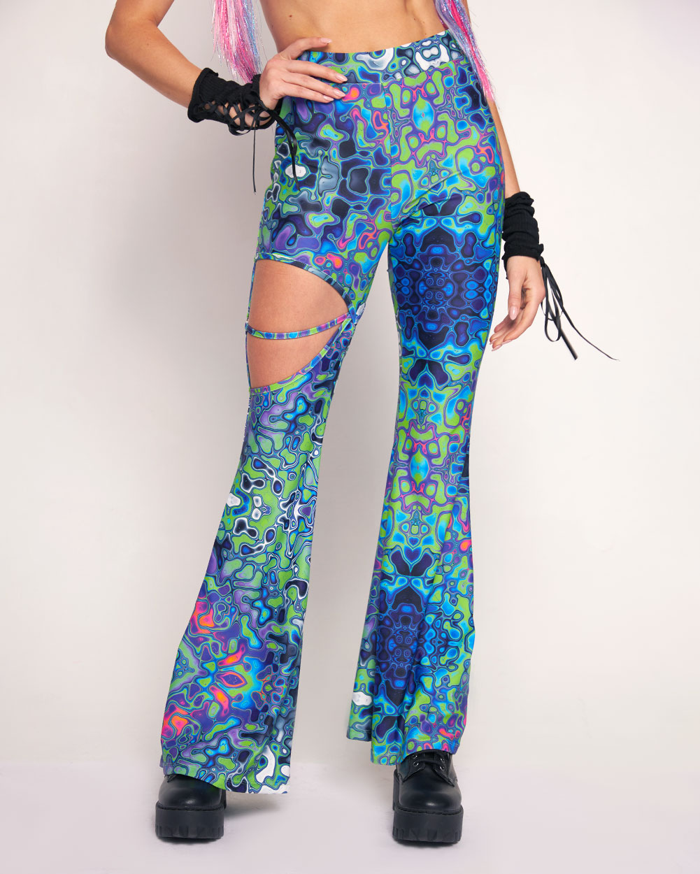 Acid Storm High-Waisted Pants-Blue/Green/Pink-Regular-Front--Liberty---S