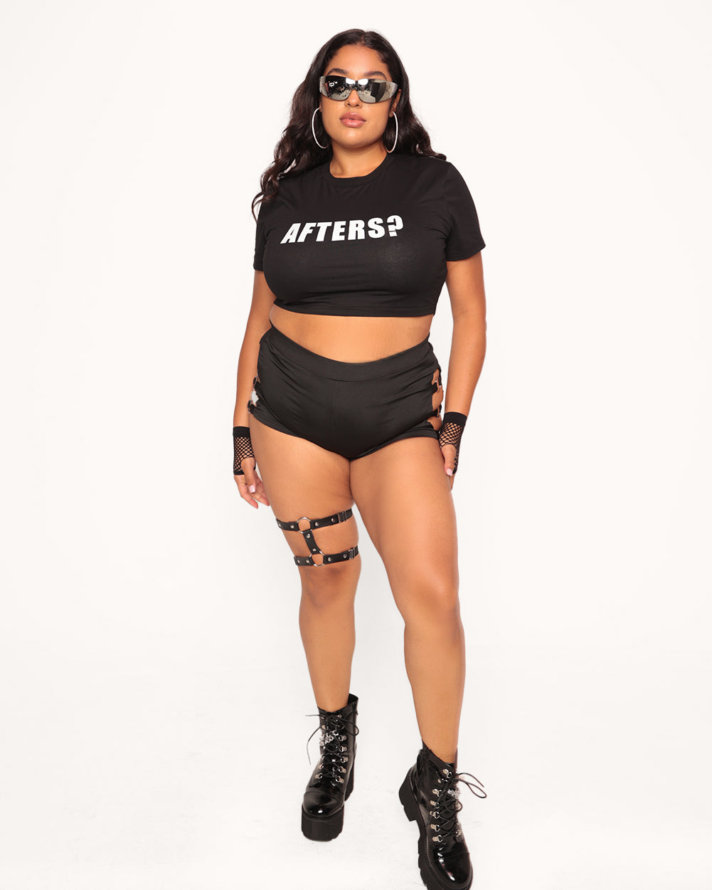 Afters Cropped Baby Tee-Black/White-Curve1-Full--Nicole---1X