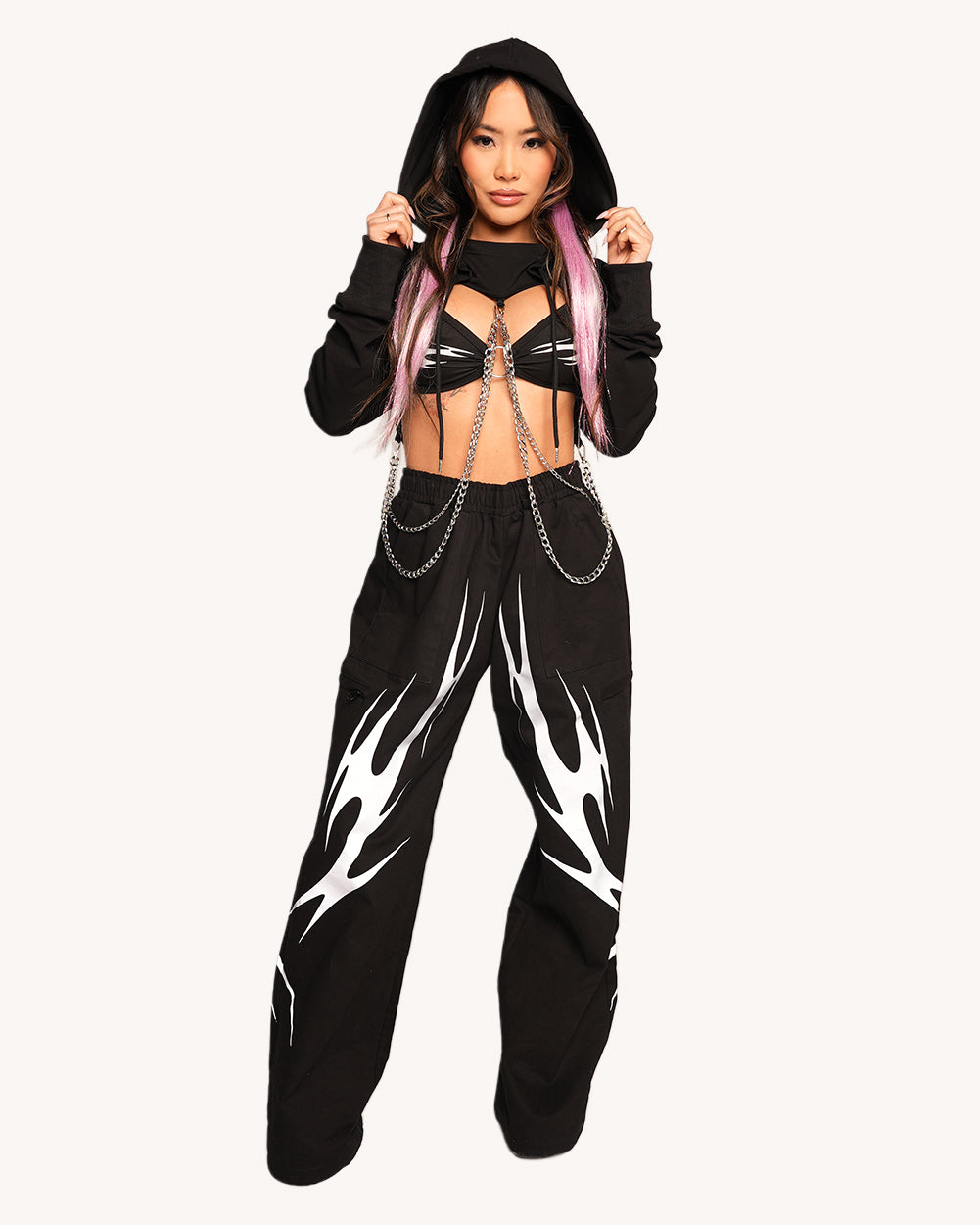 All Chained Up Hooded Ultra Crop Top - Image 3