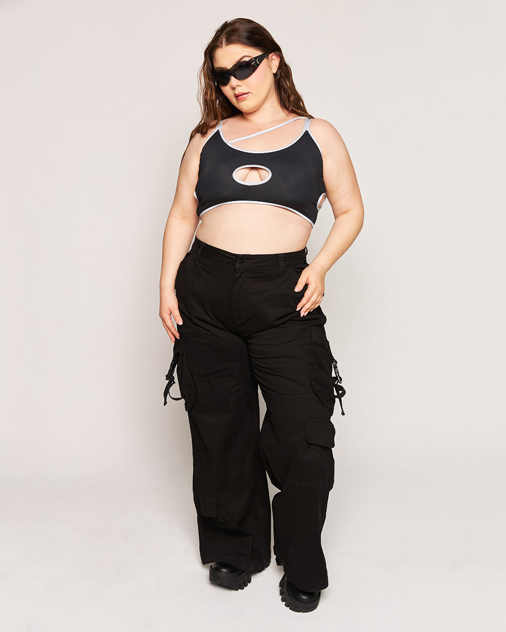 Backstage Baddie Reflective Cutout Top-Black/Silver-Curve1-Full--Milani---1X