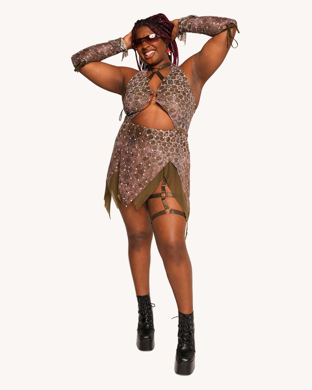 Beneath The Trees Leg Garter Dress with Sleeves - Image 34718266359991