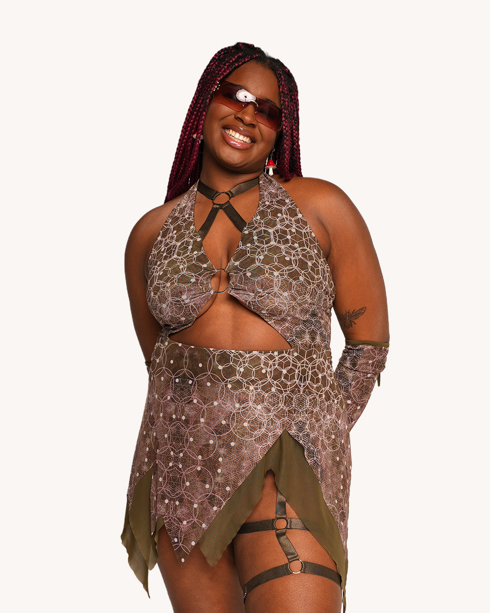 Beneath The Trees Leg Garter Dress with Sleeves - Image 3