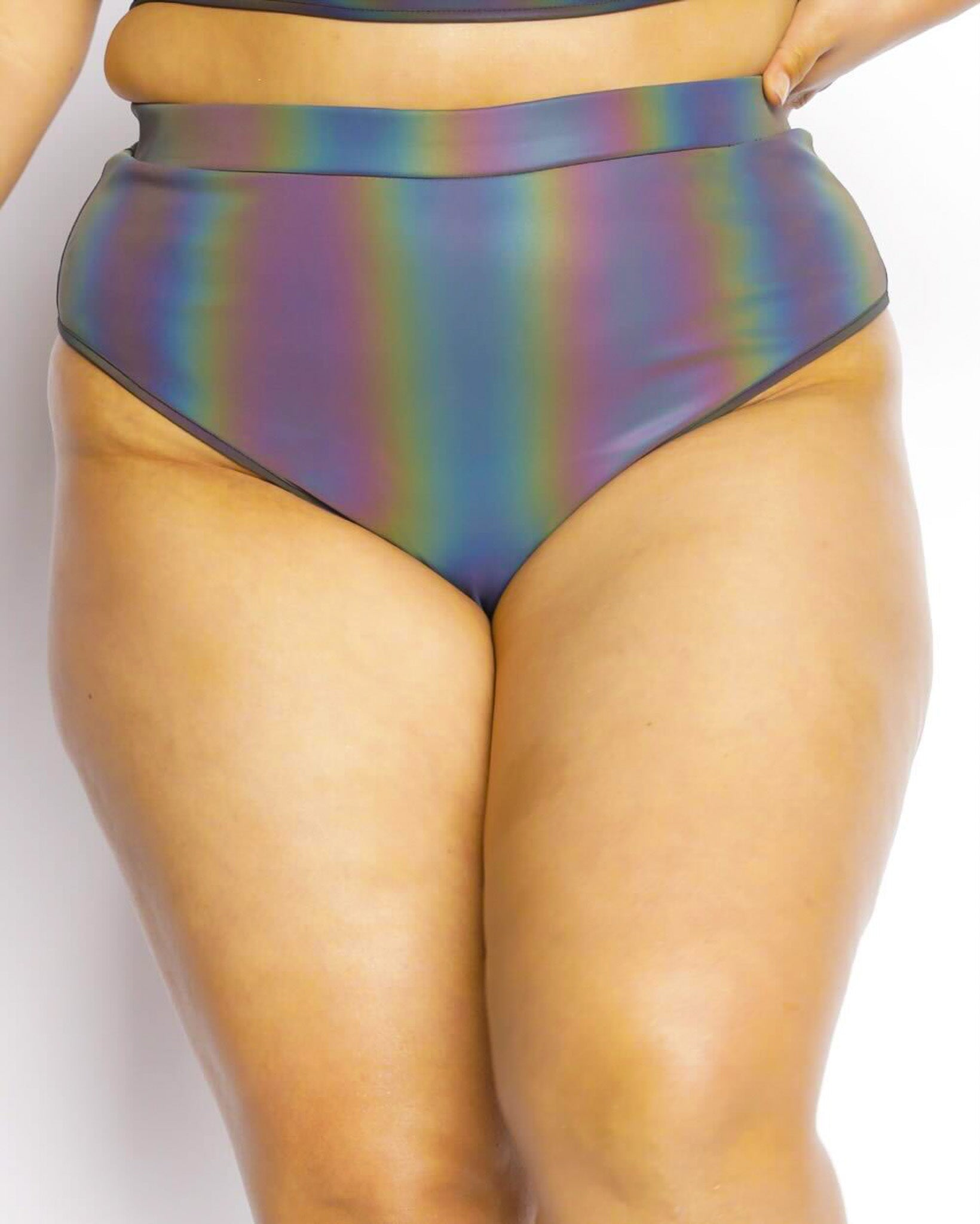 Blinding Lights Rainbow Reflective Bottoms-Black/Rainbow-Front--Silvia---1X-Curve1