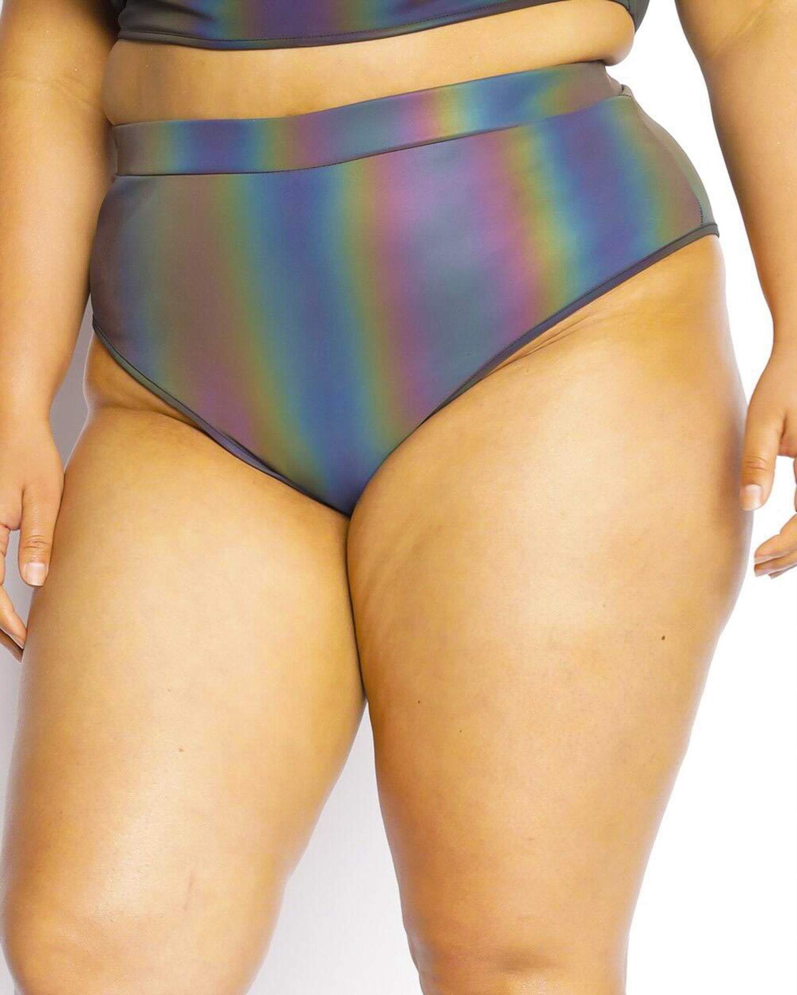 Blinding Lights Rainbow Reflective Bottoms-Black/Rainbow-Side--Silvia---1X-Curve1