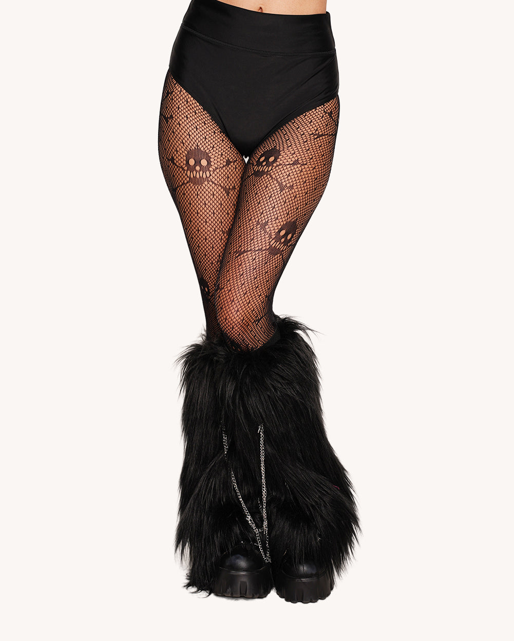 Bone Yard Skull Fishnet Tights - Image 37045026226359