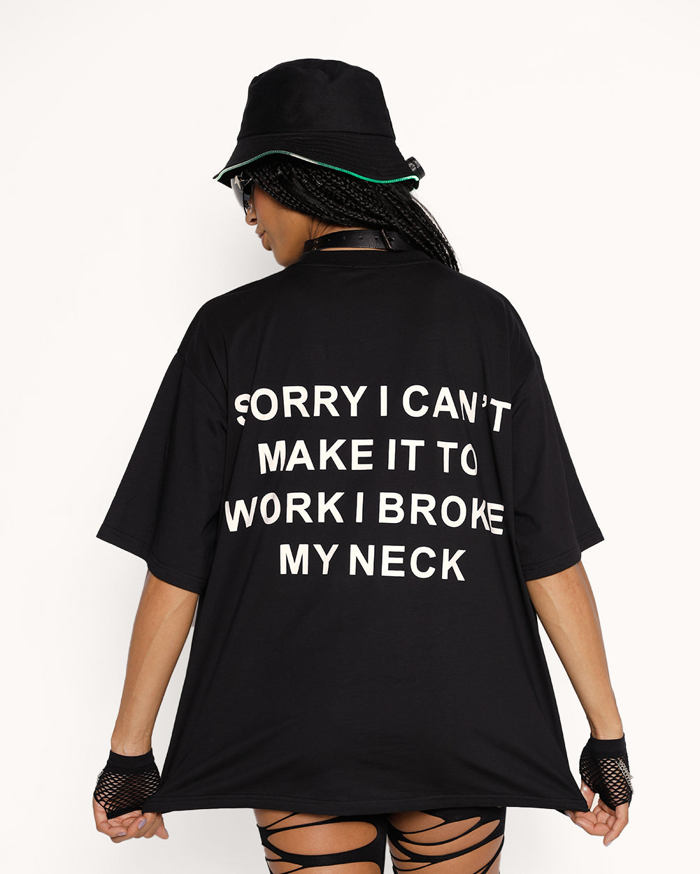 Broke My Neck Tee-Black/White-Regular-Back--Courtney---S