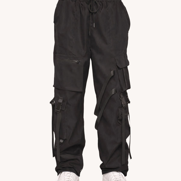 Dark matter cargo pants for warehouse rave look