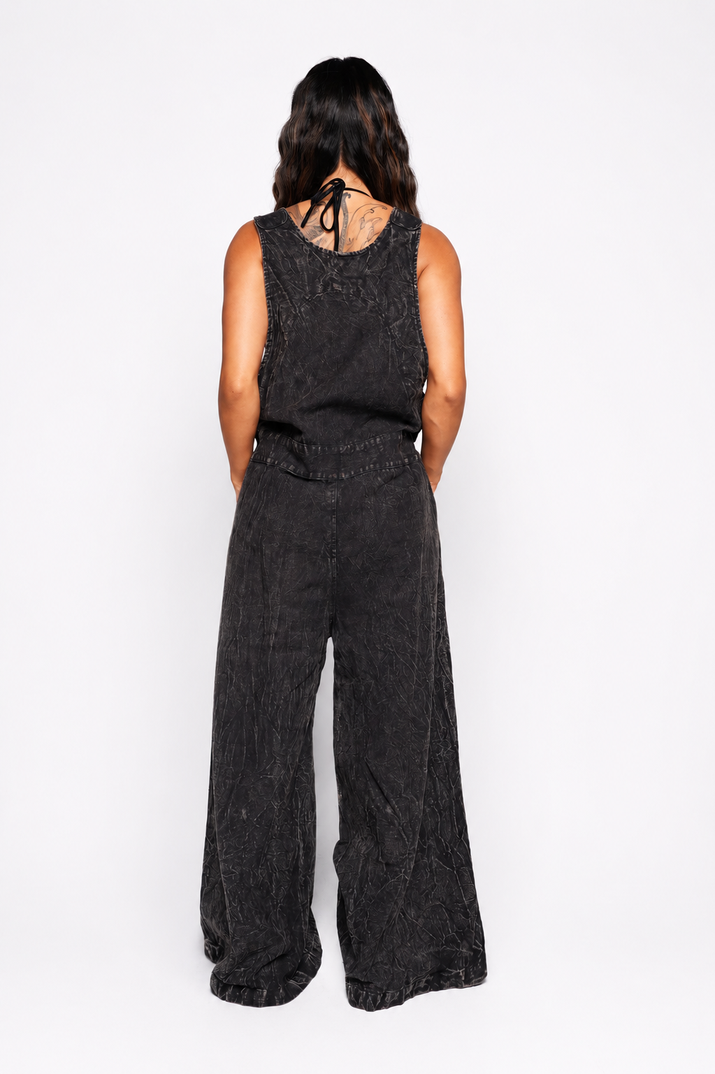 Sunflower State of Mind Overalls - Dark Grey Wash - Image 2