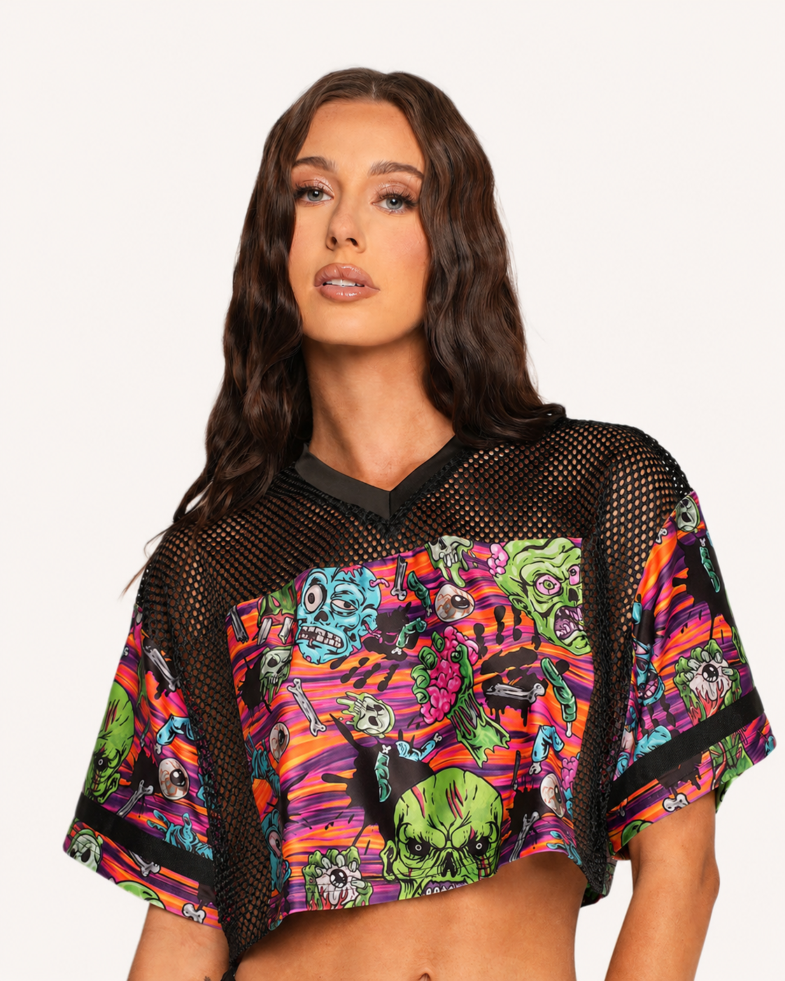 Rave With the Undead Cropped Football Jersey - Image 1