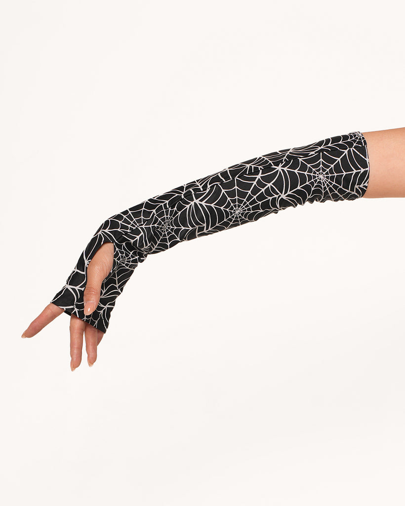 Contortionist Reflective Spider Web Bodysuit with Gloves-Black/Grey-Regular-Detail--Valerie---S