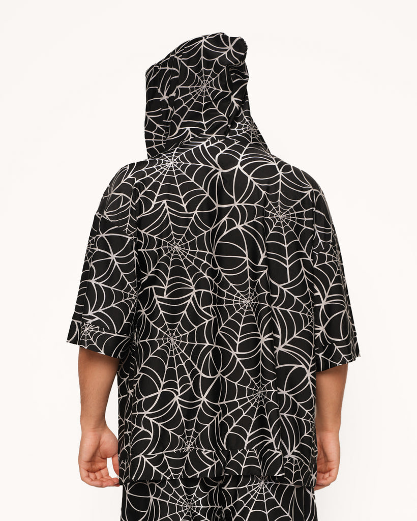 Contortionist Reflective Spider Web Robe-Black/Grey-Back--Jacob---L