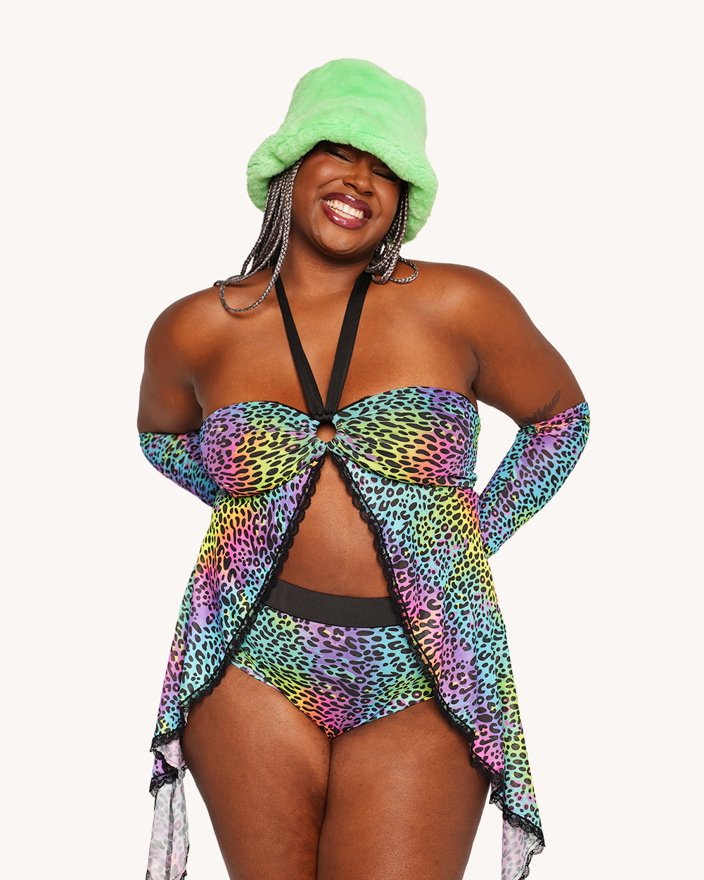 Cosmic Jungle Cascading Halter Top with Sleeves - Image 4