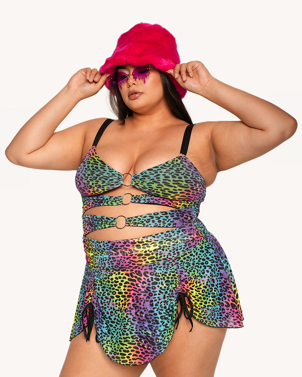 Cosmic Jungle Cutout O-Ring Mesh Dress - Image 4