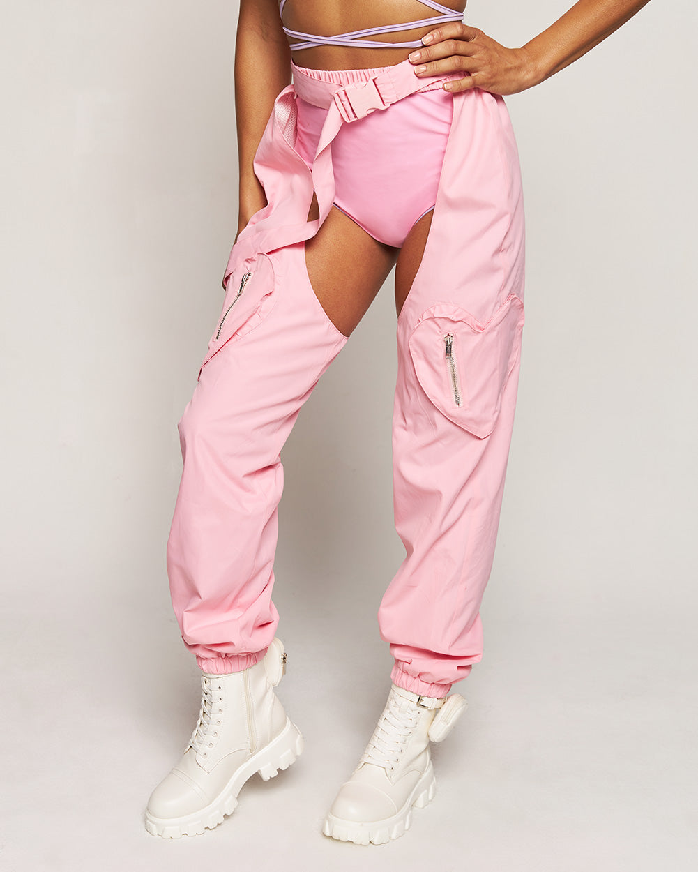 Cupid's Cutie Chaps with Heart Pockets-Baby Pink-Regular-Side--Courtney---S